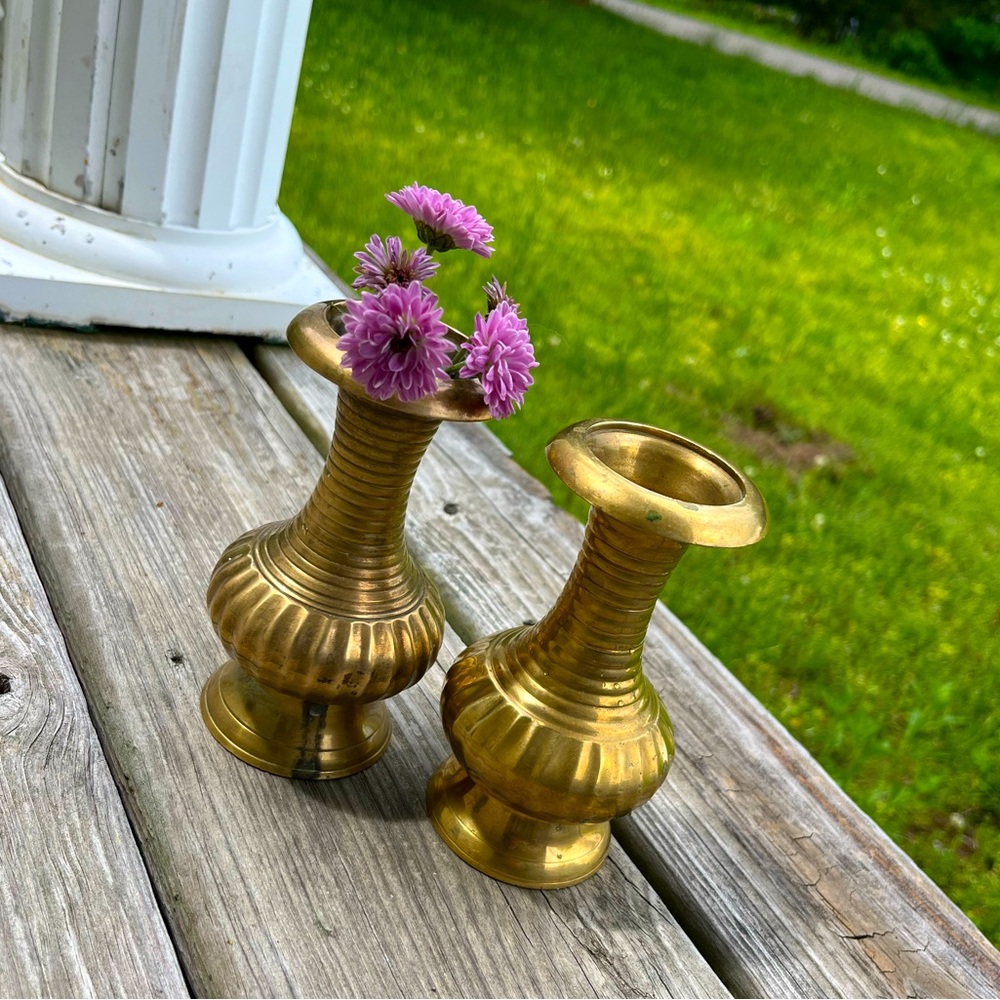 Pair of Brass Vases Handmade in India